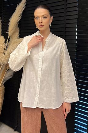 پیراهن بژ زنانه اورسایز GÜLSELİ - کد 935541021