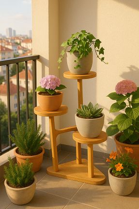 ژاردینیر قهوه ای 60 سانتی متر wooden hands - کد 890340262
