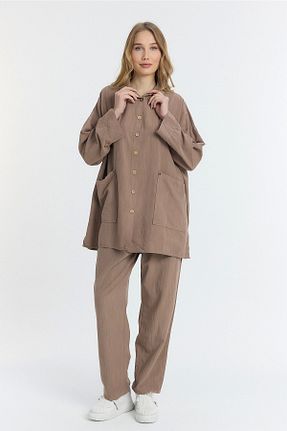 ست بالاتنه و پائین تنه قهوه ای زنانه بافتنی SUMEF - کد 902930526