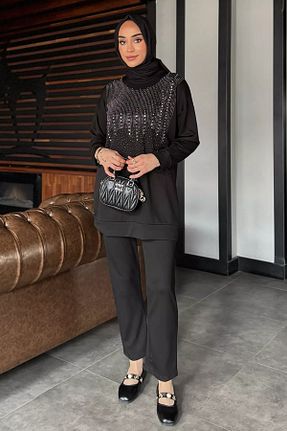 ست بالاتنه و پائین تنه حجاب مشکی زنانه رگولار Julude - کد 935543795