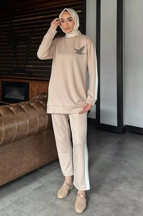 ست بالاتنه و پائین تنه حجاب بژ زنانه رگولار Julude - کد 935543453