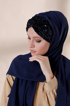 شال سرمه ای زنانه کرپ Differenza - کد 935587319