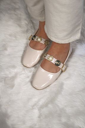 بابت بژ زنانه چرم لاکی mybellashoes - کد 935608583