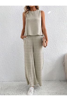 ست بالاتنه و پائین تنه بژ زنانه بافت bemmoda - کد 935669178