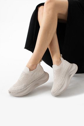 کفش اسنیکر بژ زنانه بدون بند TexFoot - کد 935704017