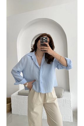پیراهن آبی زنانه اورسایز hancez - کد 935907861