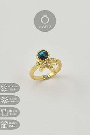 انگشتر استیل (فولاد) زرد زنانه استیل ضد زنگ MAVEGA - کد 935943016