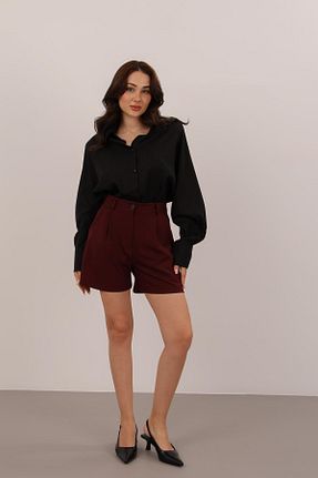 شلوارک و برمودا زرشکی زنانه رگولار FACETTE - کد 935785327