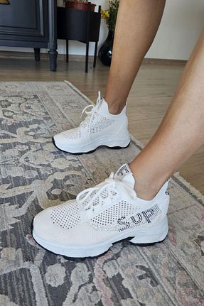 کفش اسنیکر سفید زنانه بند دار Topukla Footwear - کد 935812461