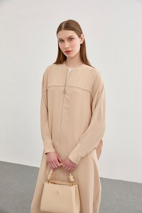 مانتو بلند حجاب بژ زنانه Zühre - کد 935794128