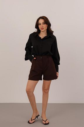 شلوارک و برمودا قهوه ای زنانه رگولار FACETTE - کد 935810128