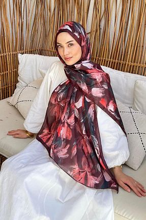 شال زرشکی زنانه پنبه ای lamelif - کد 935778857