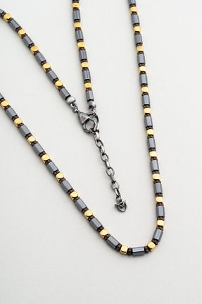 گردنبند جواهر طوسی مردانه سنگ طبیعی So Chic - کد 936619068