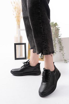 کفش اسنیکر مشکی زنانه چرم اصل Dericalle shoes - کد 935940835