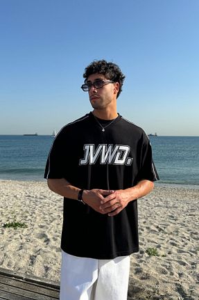 تیشرت مشکی مردانه اورسایز Flaw Wear - کد 935817539