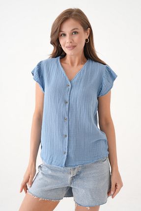 بلوز آبی زنانه ساده Butik - کد 935811981