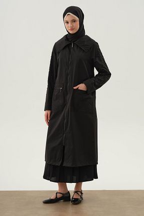 ترنچکت حجاب مشکی زنانه پنبه پلی استر Tuğba - کد 935834112
