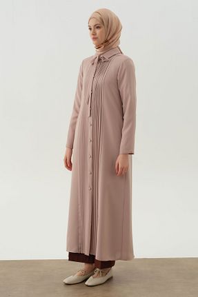 مانتو بلند حجاب بژ زنانه Tuğba - کد 935789065