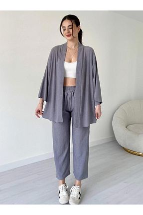کیمونو و کافتان طوسی زنانه مخلوط پلی استر MOONBULL - کد 935858391