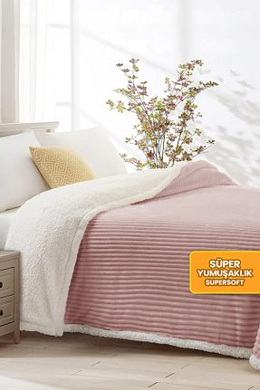 پتو دونفره صورتی مخملی Evlen Home Collection - کد 931248630