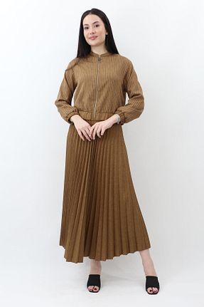 ست بالاتنه و پائین تنه حجاب قهوه ای رگولار Armine - کد 935831326
