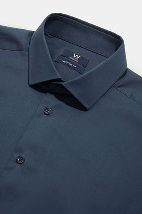 پیراهن طوسی مردانه تنگ W Collection - کد 716409302