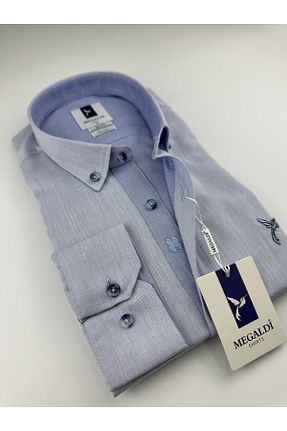پیراهن آبی مردانه اسلیم فیت MEGALDİ - کد 935867689