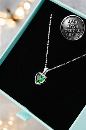 گردنبند نقره سبز زنانه 925 عیار Mimodish - کد 926753599