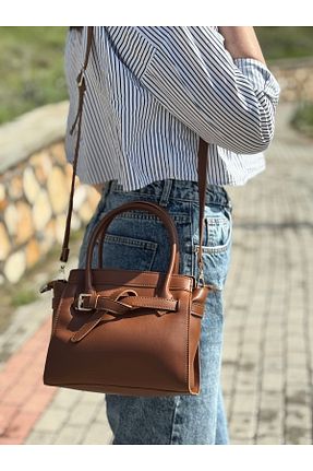 کیف دوشی قهوه ای زنانه چرم مصنوعی MONA - کد 902340352