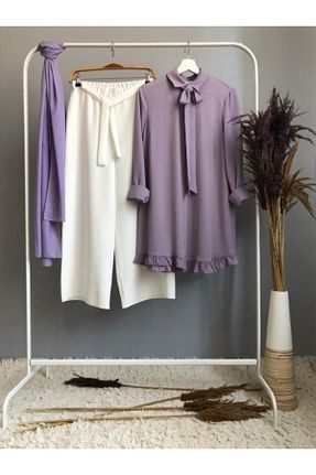 تونیک حجاب بنفش زنانه پلی استر Ruj Moda - کد 41297757