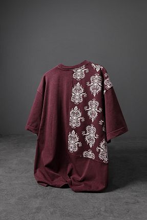 تیشرت زرشکی مردانه اورسایز Slatra - کد 935908938