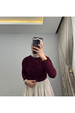 بلوز زرشکی زنانه ساده GOFRE - کد 935934325