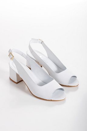کفش پاشنه بلند کلاسیک سفید زنانه چرم خالص elvinshoes - کد 935994996