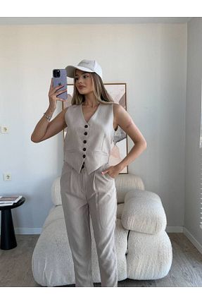 ست بالاتنه و پائین تنه بژ زنانه بافتنی Castivo Fashion - کد 935998907