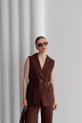 ست بالاتنه و پائین تنه قهوه ای زنانه پنبه پلی استر MODA - کد 936009295
