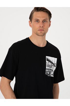 تیشرت مشکی مردانه یقه دوچرخه Pierre Cardin - کد 936055114