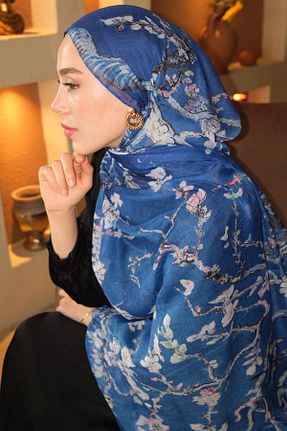 شال آبی زنانه پنبه ای diorel - کد 936228116