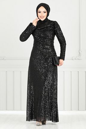 لباس مجلسی حجاب مشکی زنانه یقه ایستاده ModaMerve - کد 936055010