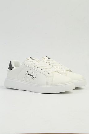 کفش اسنیکر سفید زنانه بند دار Benetton - کد 936228688