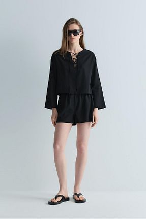 بلوز مشکی زنانه ساده Suud Collection - کد 936091168