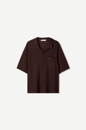 پیراهن قهوه ای مردانه رگولار Bershka - کد 936180159
