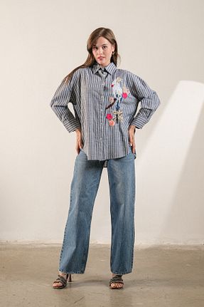 پیراهن طوسی زنانه اورسایز GÖMLEX - کد 936105968