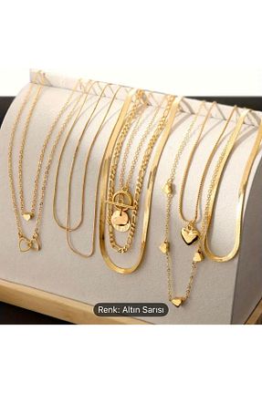 گردنبند استیل ( فولاد ) زرد فلزی Atalis - کد 936094199