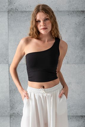 بادی مشکی زنانه یقه نامتقارن GİYSA - کد 936188029