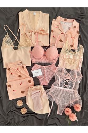 ربدوشام صورتی زنانه ساتن Lena Homewears - کد 884684609