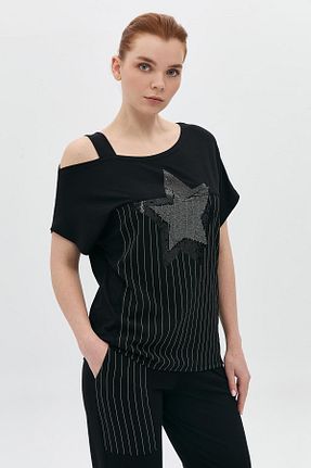 تیشرت مشکی زنانه رگولار DAIDO - کد 936172840