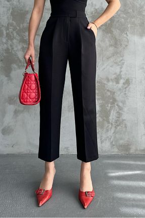 شلوار مشکی زنانه پنبه پلی استر macharel jeans - کد 825450618