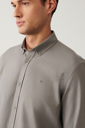 پیراهن طوسی مردانه رگولار Avva - کد 332338756
