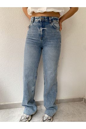 شلوار جین آبی زنانه فاق بلند biumi butik - کد 936194490