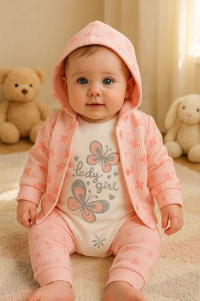 ست نوزادی صورتی بچه گانه پنبه ای Mini - کد 815039474